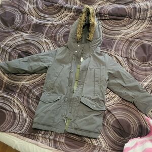 GAP Gray Puffer Jacket Weather-Resistant Hooded Design